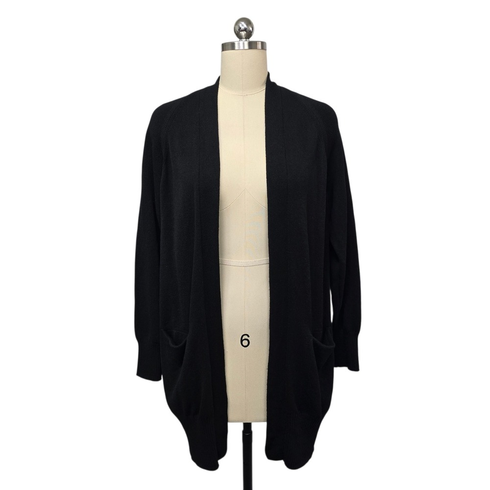 Vince Black 100% Cashmere Long Open Front‎ Cardigan Sweater Size Small